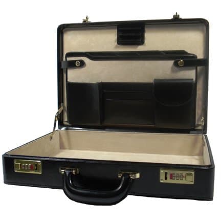 This briefcase, labeled "genuine leather" is not made of top-grain, full-grain, or belting leather. It is labeled "genuine leather" to avoid referring to it as "split leather."