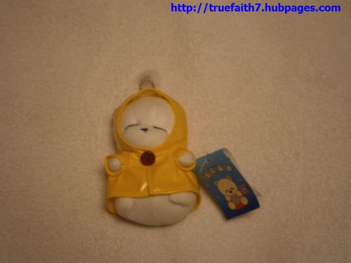 A stuffed Mashimaro keychain/cell phone charm from South Korea. This one dates from sometime in the early 2000s .