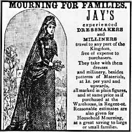 Victorian ad for mourning clothes