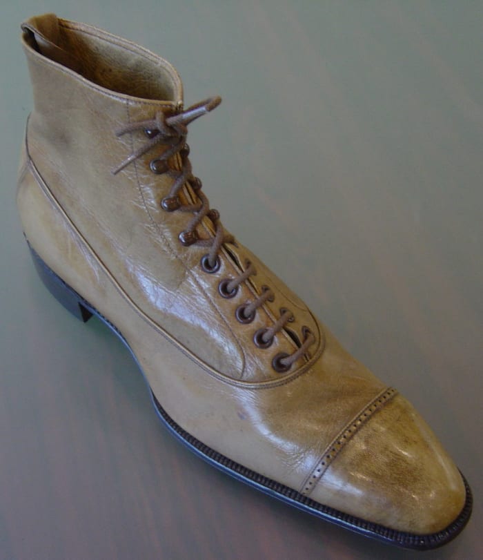 Balmoral boot circa 1940s You can see the seam that divides the upper and lower part of the boot.