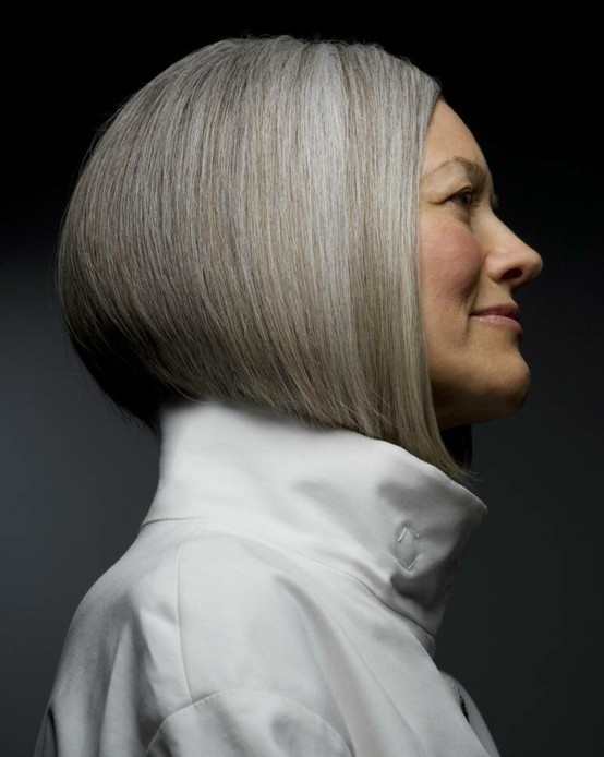 A great look for slat and pepper mixture is this sleek 'do. Serum will give you that silky smooth look. Very professional for worktime, but easy to keep for casual times. A sparkly barrette is all that is needed for special holiday occasions.
