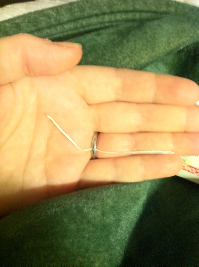 A plastic dental floss threader really helps in this step