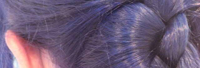 My hair, after using a mixture of blue and purple Fudge Paintbox dyes—my favorite color!