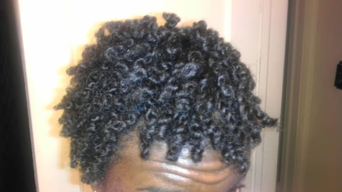 Because the product was used from a sample packet, As I Am was used on the trouble area, the hair on the crown. Typically, the straight hair here is difficult to remain twisted with most brand products.