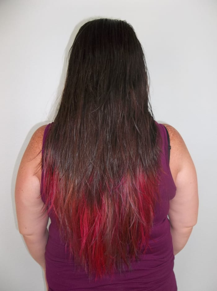 This was done with the teal and the pink. The picture, however, doesn't make it easy to see the variety in colors, and it looks much better in person!