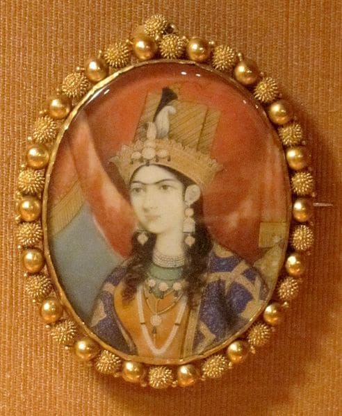 An ivory-based miniature portrait painting of Mumtaz Mahal, to whom the Taj Mahal, the world-famous monument. is dedicated.