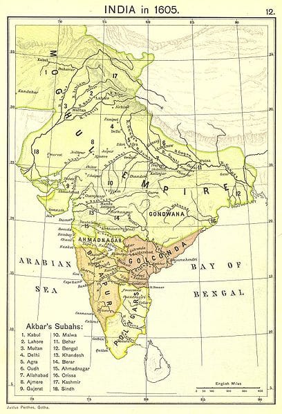 The map of Mughal India in 1605