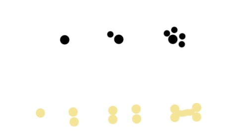 For paws make a big dot, then four smaller dots around one size. For bone make four dots and draw a line across the middle of them.