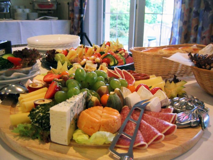 A German breakfast buffet. Breakfasts all over the world are different, depending on the culture and food availability.