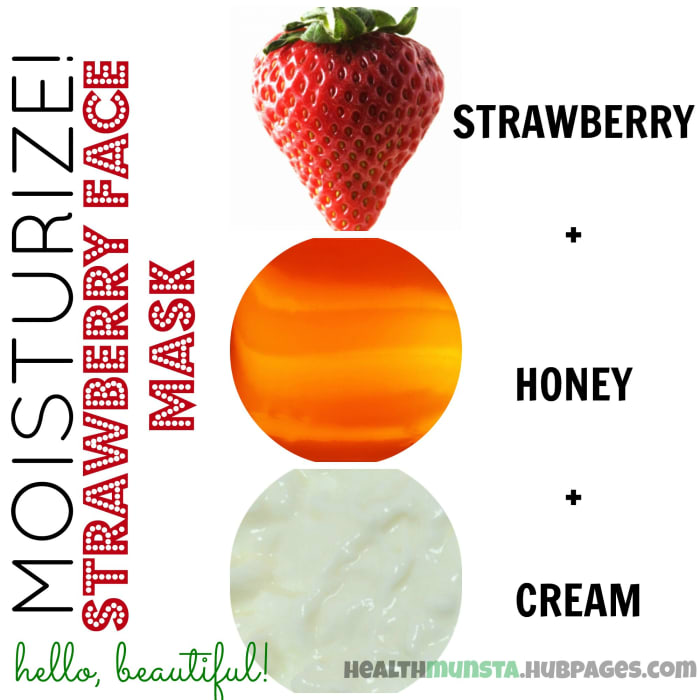 Mix strawberry, honey and cream to make an incredibly hydrating face mask that will leave your skin moisturized and glowing!