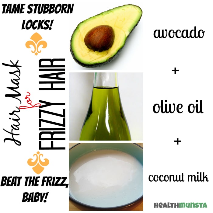 One last exquisite hair mask to beat frizzy hair - with avocado, olive oil and coconut milk. Frizzy hair can be such a pain but you can tame it with natural ingredients!