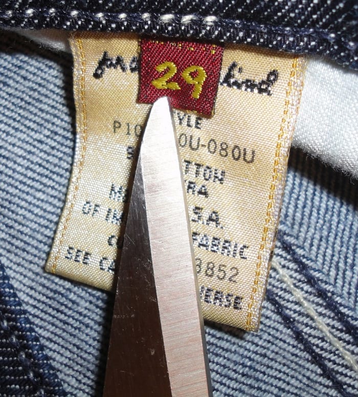 Genuine brand label showing detailed stitching & font on the inside tag