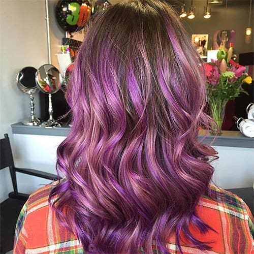 Purple can also work really well in the form of highlights and other styles of dyeing that don't involve a complete adoption of one color.