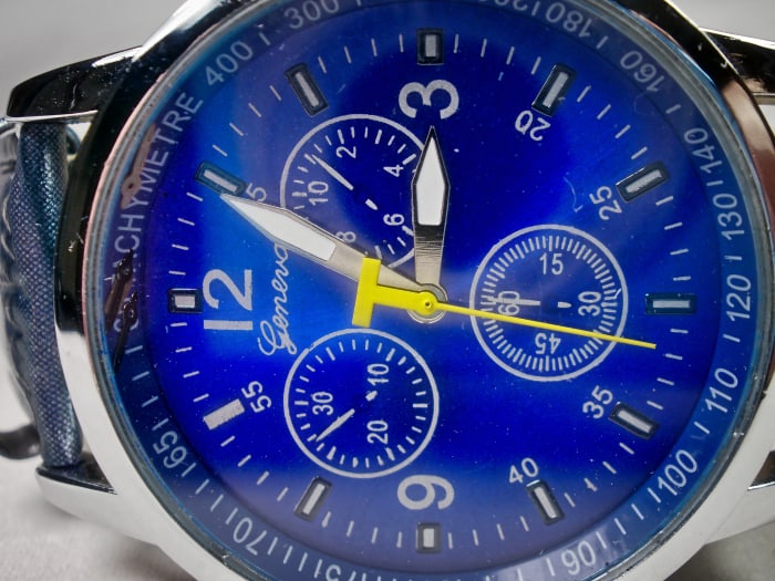 Note that the subdial pointers of this Geneva have come detached and are clinging to the side of the main dial.