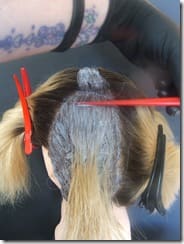 As you can see in this image from the Killer Strands Hair Clinic, you'll need to apply the bleach but be very careful to only apply to the section you want the bleach to be on. This will require a buddy's help.