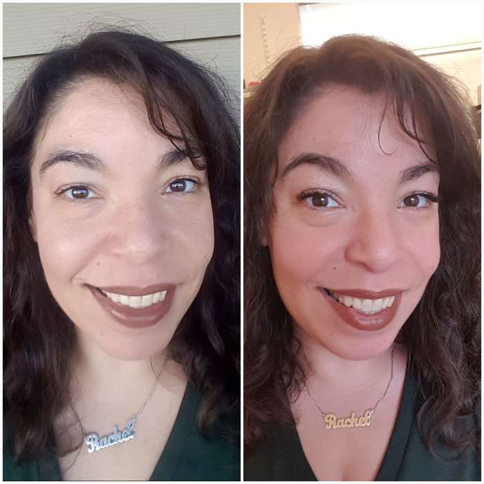 Before application on the left and after on the right. Please forgive the different lighting.