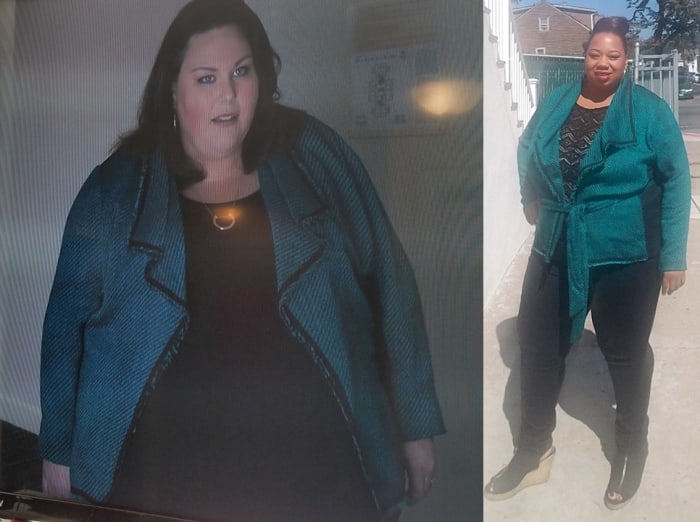 Chrissy Metz wore this jacket in "This is Us". I was excited that I had the same exact jacket in my closet. The jacket is from Lane Bryant.