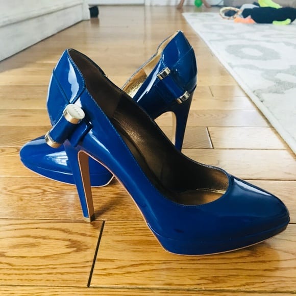 blue and brown pumps