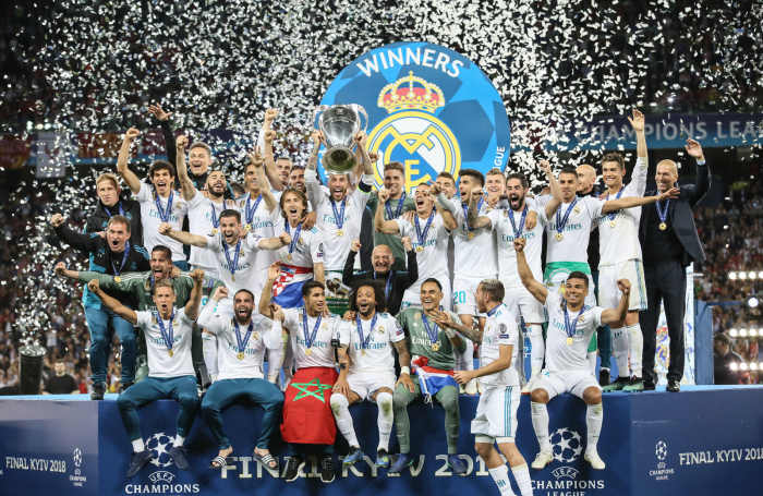 Sergio Ramos and co. lifting their third consecutive Champions League.