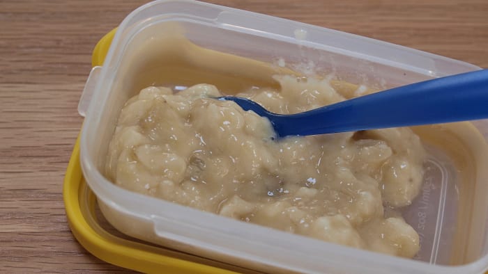 Mashed bananas can help resolve diarrhea. Bananas have a binding effect on poop and can help settle the stomach as well.