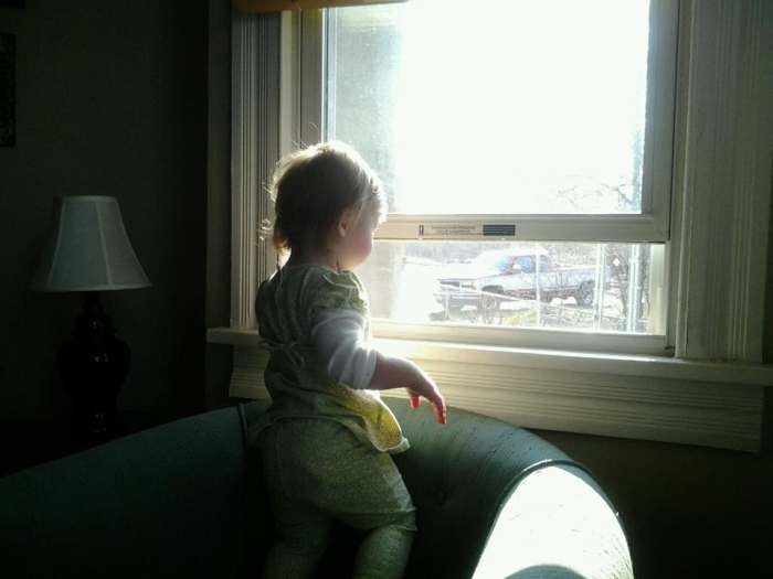 Be careful with open windows. Every year, quite a few toddlers are critically injured or killed when they fall out of an open window.