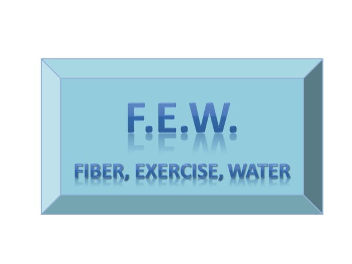 ¡Si te acuerdas de aumentar la fibra, el ejercicio y el agua, estarás bien encaminado para prevenir el estreñimiento!'ll be well on your way to preventing constipation!