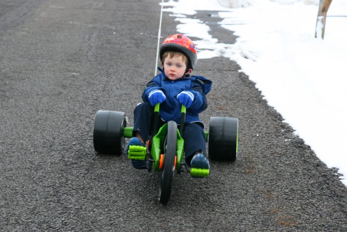 The Green Machine Jr. is perfect for kids in the 5-8 year old age range.