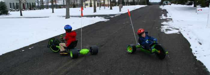 The Huffy Green Machine (left) and the Green Machine Jr. (right) are great fun for kids.