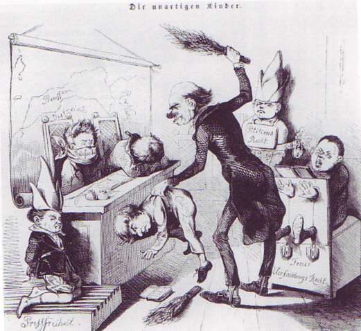 "Karikatur Die unartigen Kinder" Anon. (1849) Of these traditional punishments from olden times, only spanking has any proponents today.