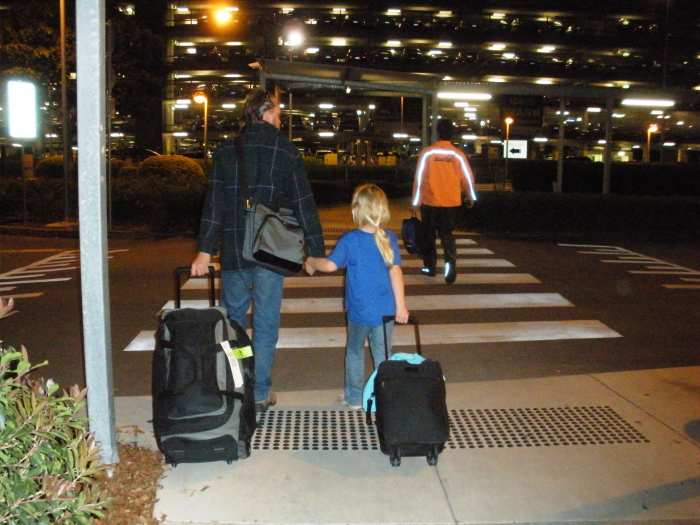 When we fly with backpacks, our kids fly with backpacks. If we take bags with wheels, so do our kids. Children like to feel as though they are keeping up with their parents. Use this to overcome their fear of flying. Be confident. They will be too.