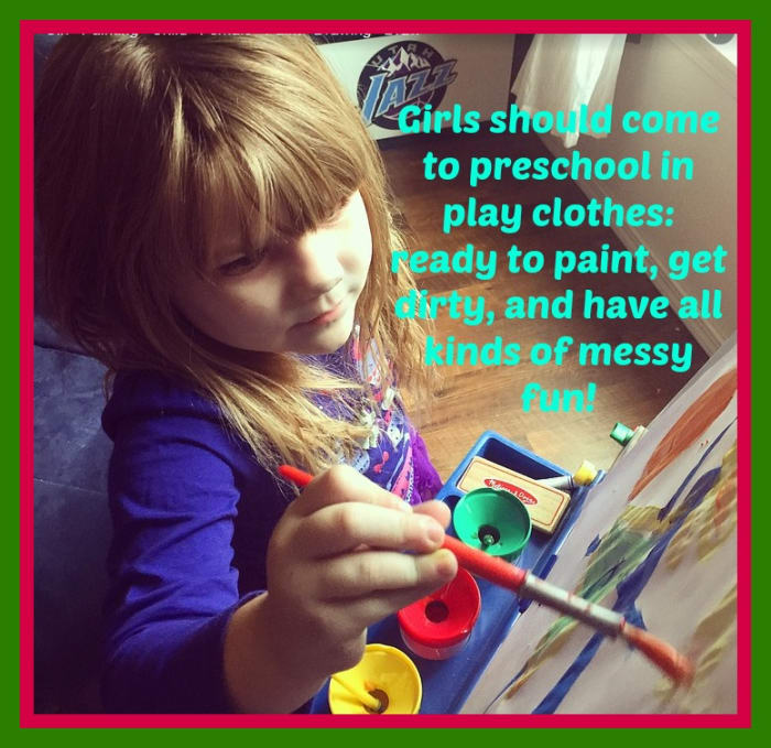 Girls should be doing messy projects at preschool, unencumbered by princess gowns.