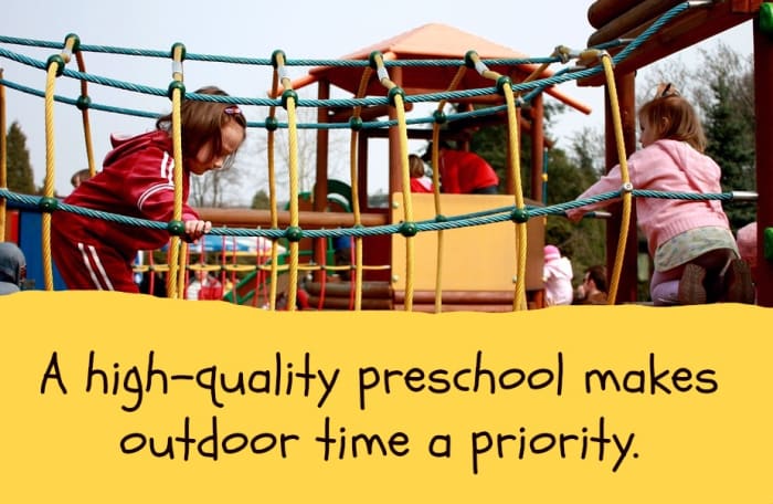 During outdoor time, kids build confidence in their physical skills, take reasonable risks, and enjoy the innumerable benefits of uninterrupted free play.