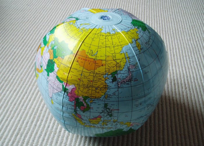 Globes don't need to be fancy. We have an inflatable globe like this one, and it has inspired a lot of educational games.