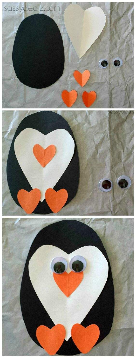 All you need is some colored paper and a pair of googly eyes...and some glue...to make this super easy and cheap kid's craft for Penguin Day