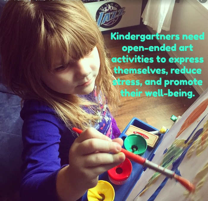 Many school districts eliminated open-ended art at the same time they started all-day kindergarten and the push for academic rigor. This was a recipe for disaster in terms of children's mental and emotional well-being.