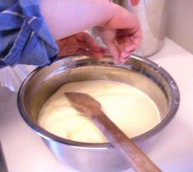 Sprinkling in the salt. I usually don't use a brine . . .because I am practically always in a rush. However, a brine is traditional.