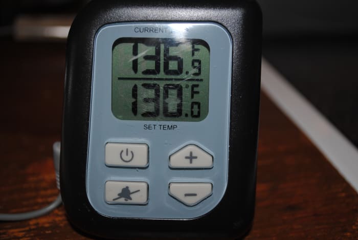 Use a thermometer for the best results. This shows the temperature I was aiming for - 130F. It also shows carryover cooking at work - the roast continued to rise in temp after I took it out.