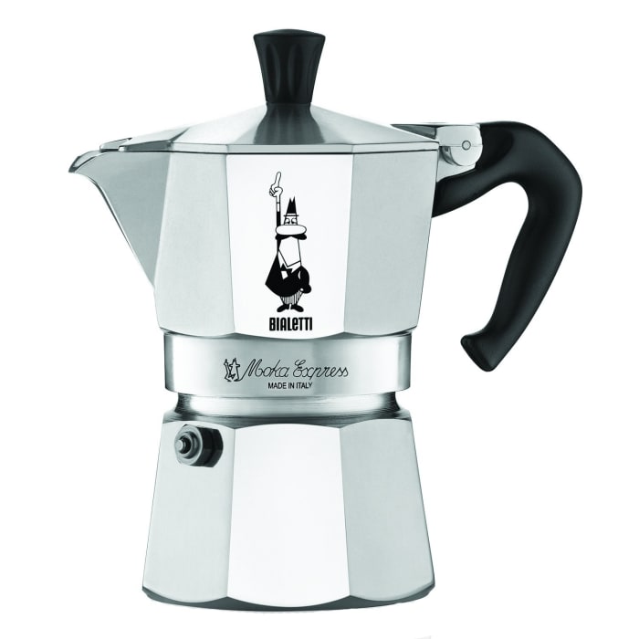The Bialetti uses a classic design that dates back to the 1930's. It is attractive, functional, affordable, and durable. I currently have the ,6-cup version but there are lots of other sizes available according to needs.
