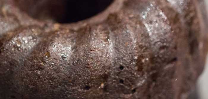 An incredibly dark chocolate cake, with a sugary, coffee glaze—the perfect after-dinner treat.