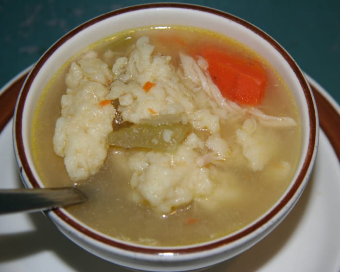 Chicken and dumplings are a favorite comfort food in the Americas, dropped into a tasty broth. Their velvety texture and mild flavor combines well with chicken.