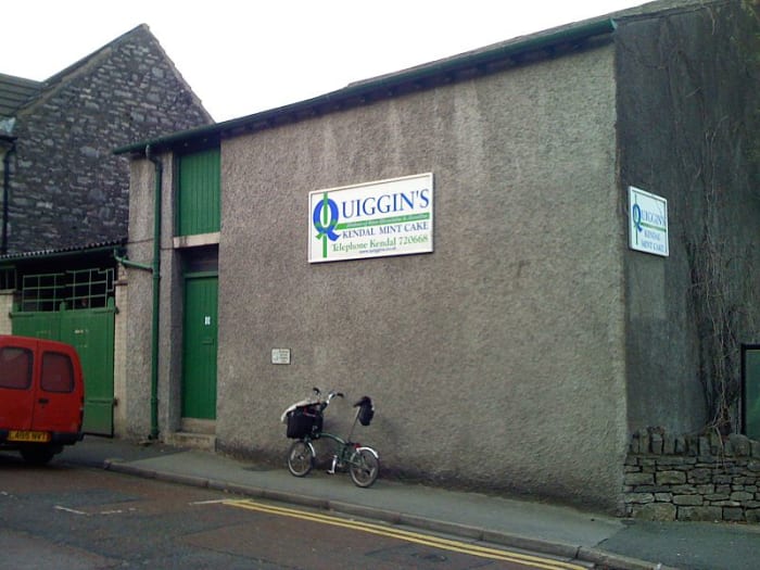 The Quiggin's factory on Lower Fellside, Kendal, Cumbria, UK. Lisa Allen visited the factory and used Quiggin's Kendal Mint Cakes in her Strawberries with Meringue and Kendal Mint Cake Water Ice dessert on the BBC programme, Great British Menu.