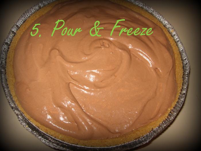 The last step is simple. Pour into a graham cracker crust and freeze until ready to serve!