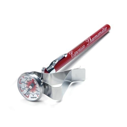 The Norpro 5981 Espresso Thermometer is accurate, attractive and won't take up too much of your drawer space. The dial has a red area to let you know when your milk is at the right temperature. .