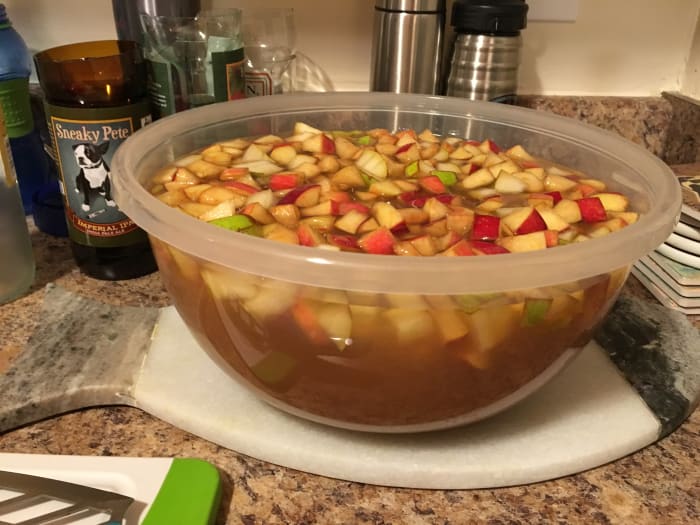 Check out how much sangria this made! And t that was with leaving out a whole pear and the liter of ginger ale.