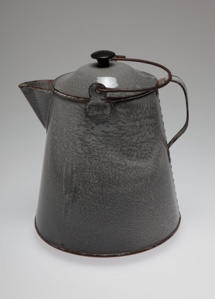 Granite ware coffee pot produced by the St Louis Stamping Company