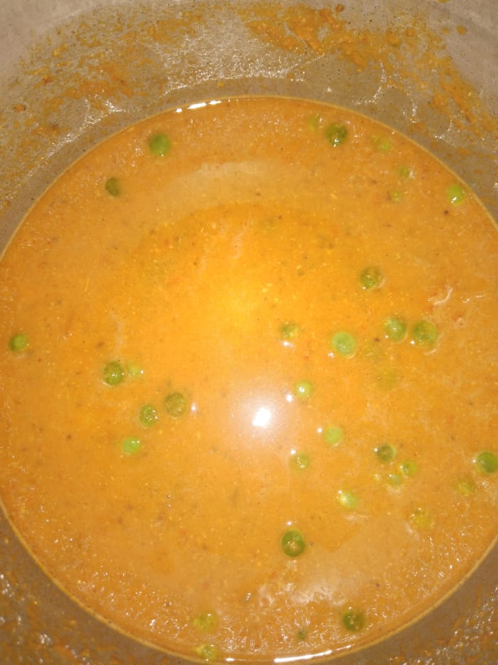 Add 1 cup of water (adjust as needed according to consistency) and salt. Close lid of the cooker and take 2-3 whistles.