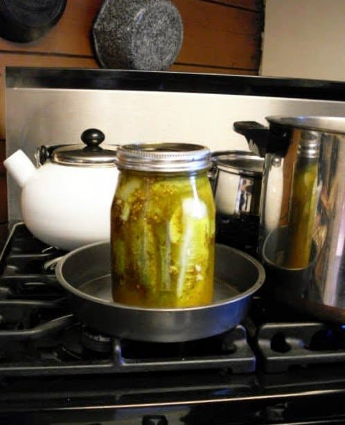 Place lid on jar, and screw on band firmly, but not terribly tight. Putting it on too tightly may cause a failure to seal, as it will bend the lid.