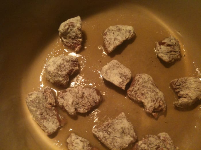 Brown the beef in batches - but don't crowd the pan! Crowding too much in at once makes the beef steam, so it won't brown, and you'll lose the flavor of the browned bits.