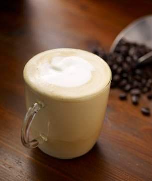 Here's an example of a dry cappuccino. The line of separation at the bottom shows where the foam ends and the milk begins.