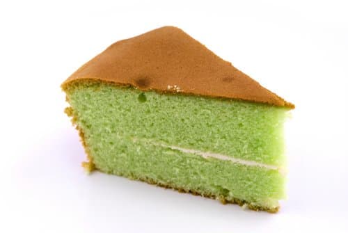 Pandan (screwpine) flavoured chiffon cake—a popular Asian treat.